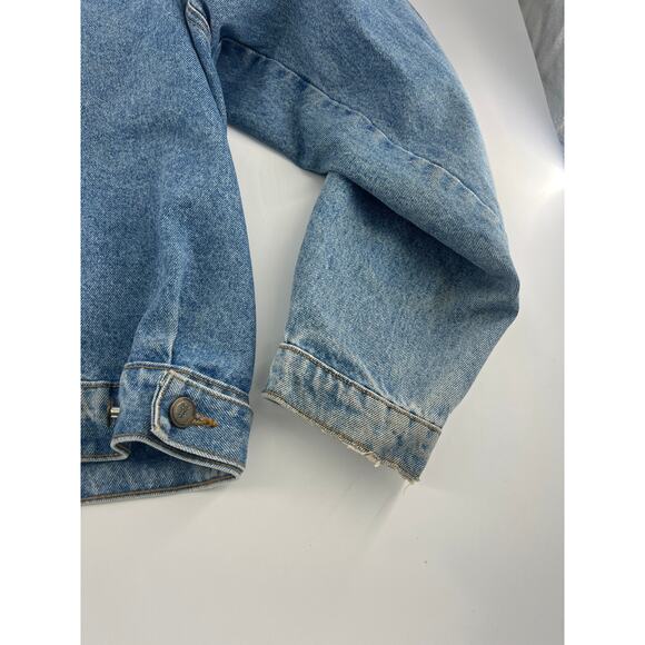 Vintage MBA Jean Jacket Mens Extra Large Light Blue Denim Y2K Band Saxophone - Picture 12 of 14